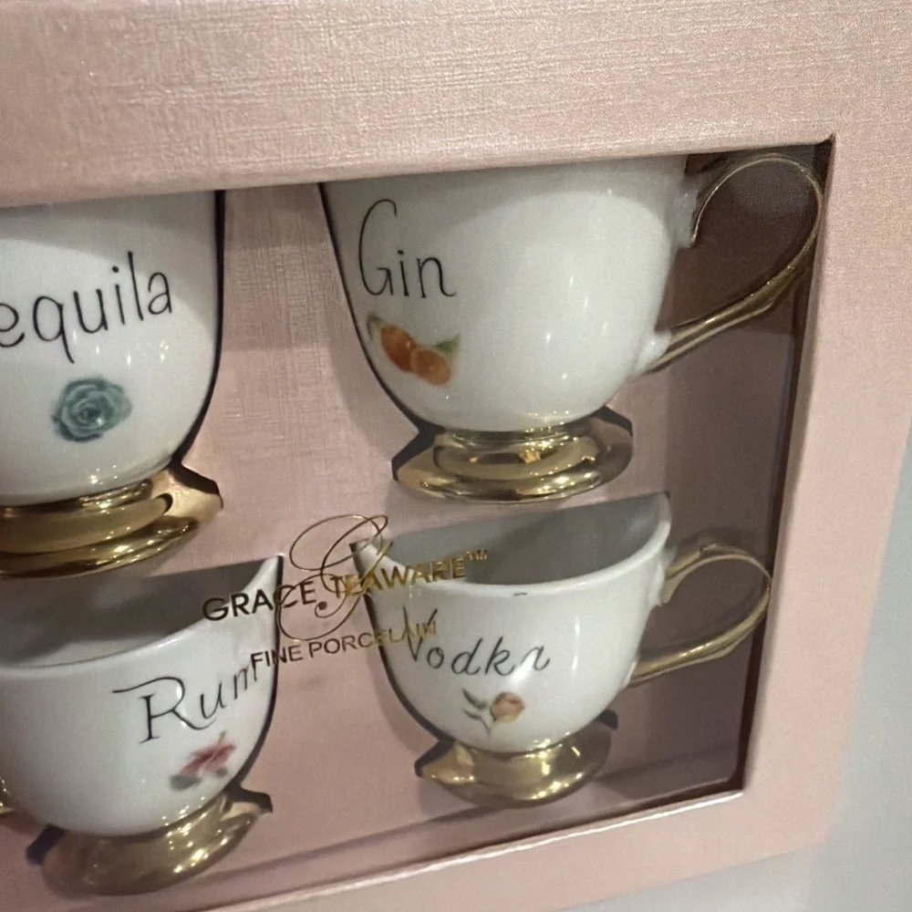 Tea Cup Shot Glasses- Set Of 4